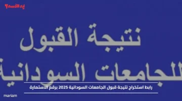 رابط استخراج نتيجة قبول الجامعات السودانية 2025 برقم الاستمارة